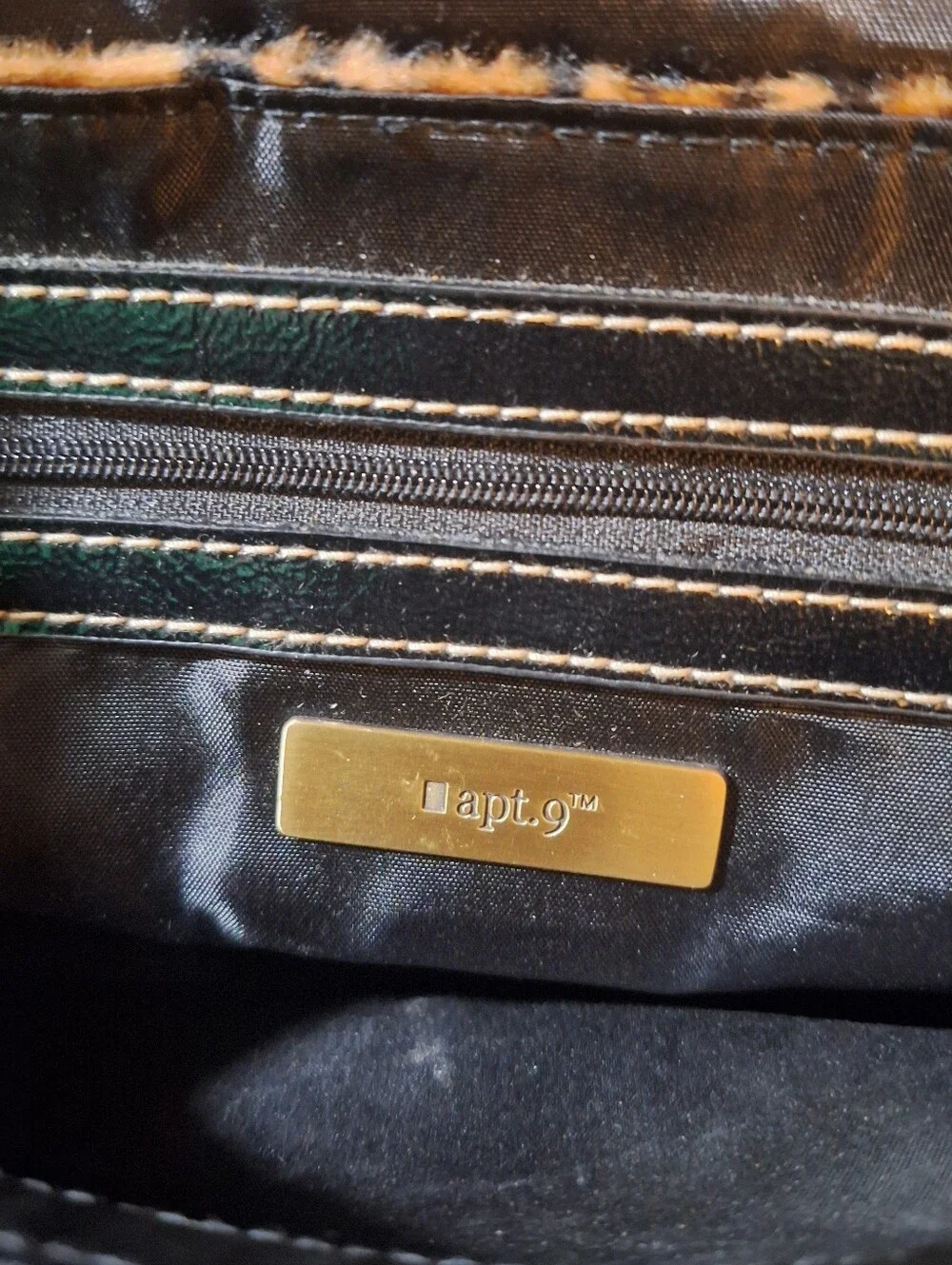 [[Apt. 9]] Leopard Print Shoulder Bag with Black Trim